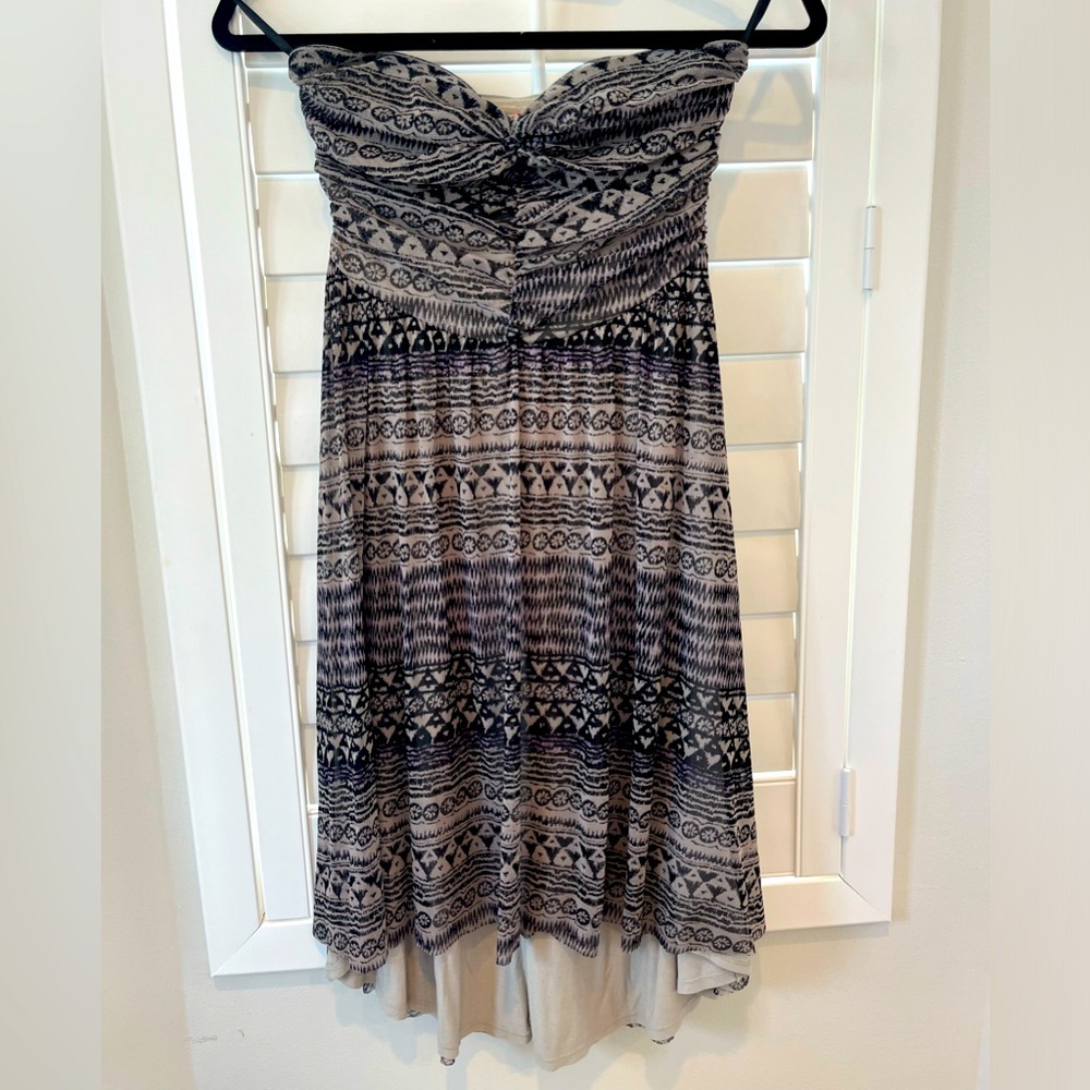 FREE PEOPLE Tribal Print Strapless Hi Lo Dress Size S